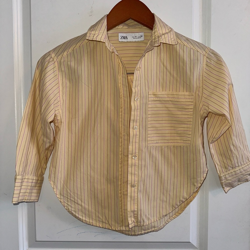 Zara Kids Button Down Shirt with Yellow Stripes